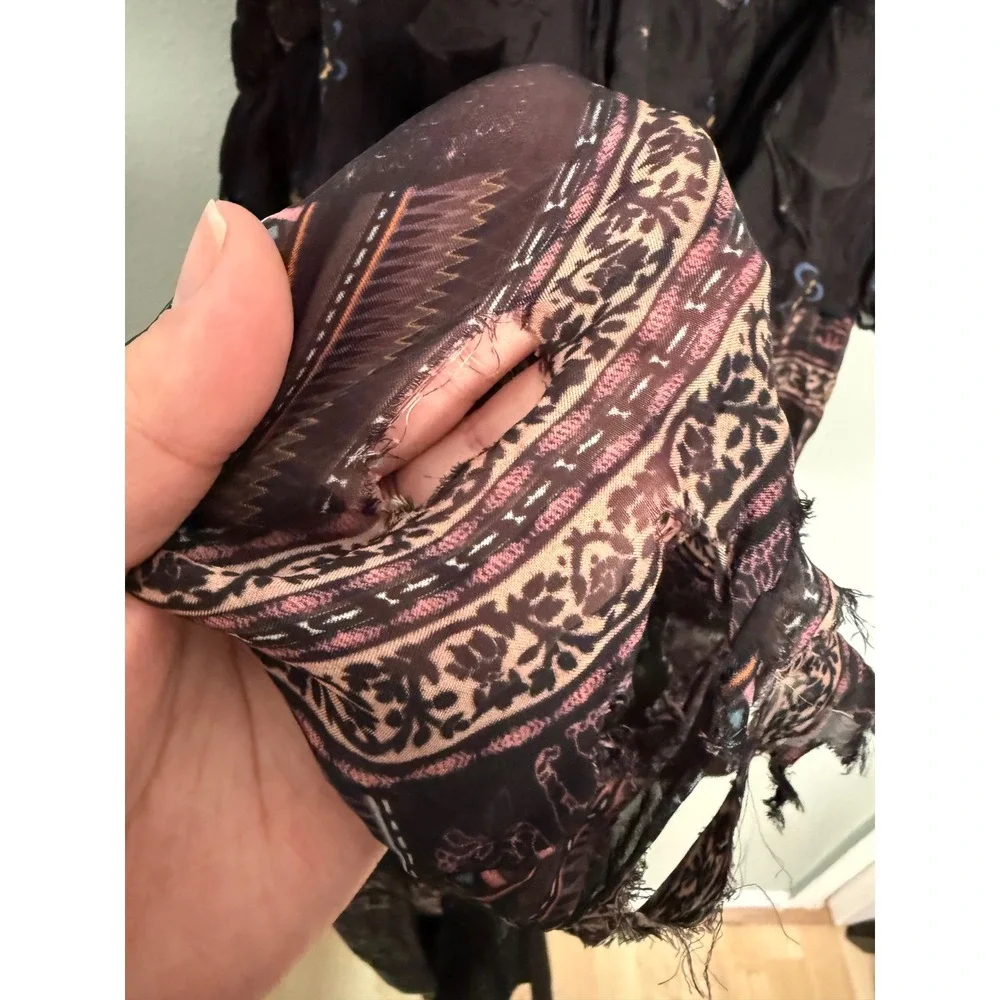 Anthropologie‎ Let Me Be Sheer Printed V-Neck Midi Dress boho Gypsy